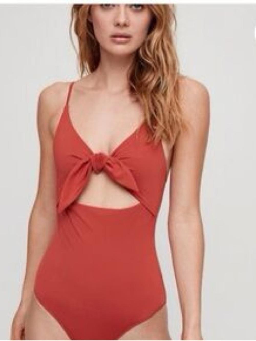 Aritzia Red Twist Front One-Piece Swimsuit
